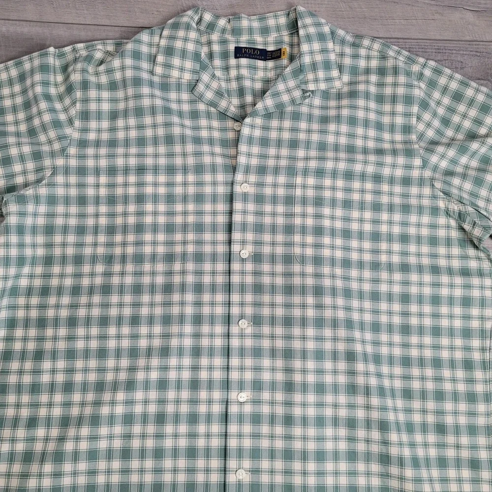 Polo Ralph Lauren Shirt Mens 2XLTUtility Oxford Gingham Short Sleeve Pony Preppy